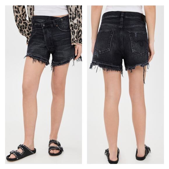 R13 Black Crossover Denim Jeans ShortsIn Jake Black Size 26 - Picture 14 of 14
